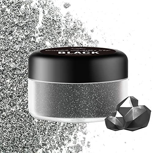 Essbarer Glitzer - 10g Essbarer Glitzerpulver Schimmer Glitzerstaub für Getränke, Kuchen, Lebensmittel - Metallisch Glitzerpuder Lebensmittelfarbe Pulver zum Cocktails, Wein, Fondant, Keksen (Schwarz)