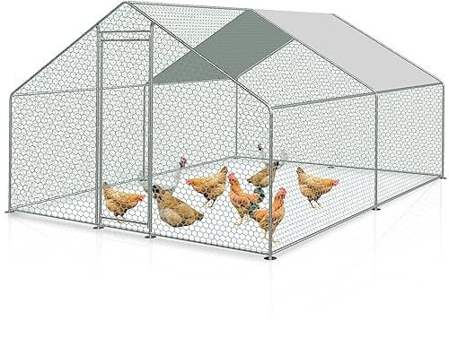 Joparri Hühnerstall Freilaufgehege mit Schloss, 3x3x2m Verzinkter Stahl Hühnerhaus Outdoor Geflügelstall, für Vogelkäfig Haustierkäfig