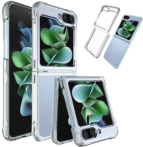 Miimall Clear Case Compatible with Samsung Galaxy Z Flip 5 5G 2023, Slim Fit Z Flip 5 Bumper Case, Ultra-Thin Shockproof Non-Slip Protective cover for Samsung Z Flip 5, Transparent