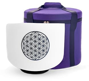 KVKA 528hz Life of Flower Design Crystal Singing Bowl 8 Inch C Note Root Chakra Sound Bowl with Carrying Case