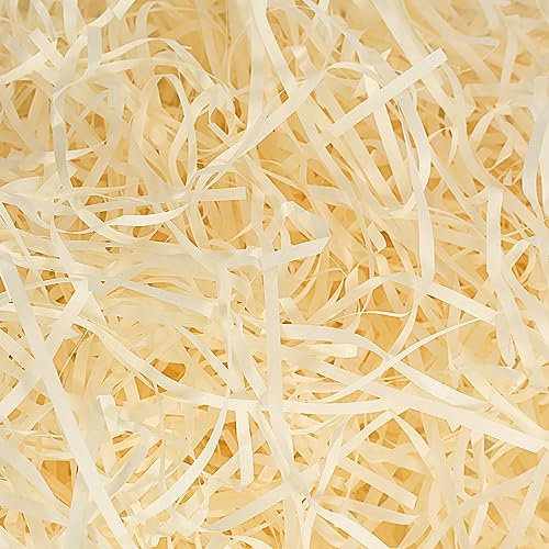 HXJADM 150g Papier Déchiqueté, Panier Cadeau de Remplissage Remplir des Fournitures de Fête et Emballage Cadeau, Raffia Remplissage Papier de soie déchiqueté (champagne)
