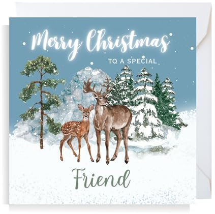 Second Ave Friend Weihnachtskarte mit Rentiermotiv, quadratisch, festlich