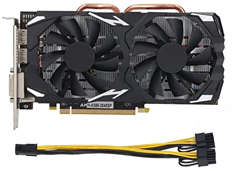 Tarjeta Gráfica, Tarjeta Gráfica RX 580 De 8 GB, Tarjeta De Vídeo De 256 Bits Para Juegos De PC, Express 3.0 Con Ventilador Dual Para Oficina Y Juegos, Tarjeta Gráfica De Computadora (8GB)