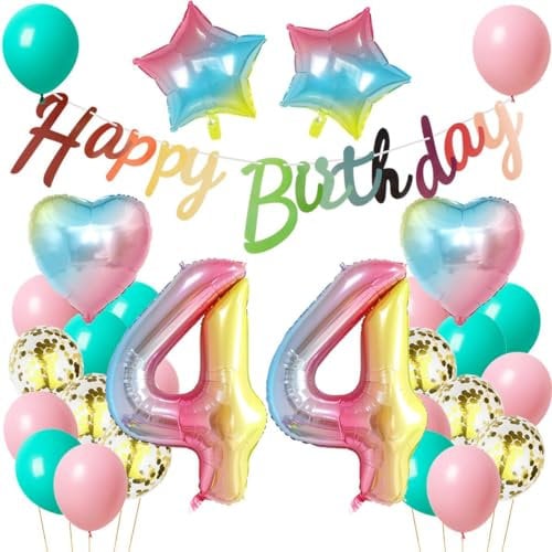 Luftballon 44. Geburtstag Frauen, Geburtstagsdeko 44 Jahr Rosa, Ballon 44. Geburtstag Frau, 44. Dekoration Regenboge, Geburtstagsdeko 44 Jahr Rosa, Frau 44 Deko Party