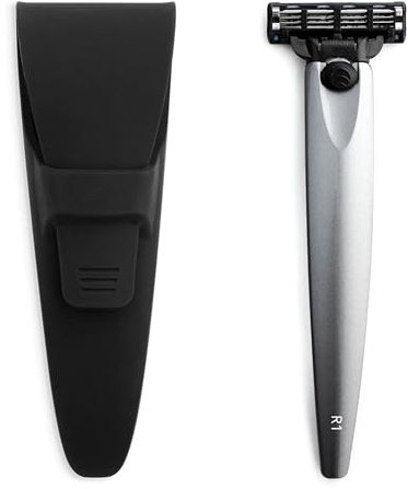 Bolin Webb Rasiermesser und Reiseetui Ausgestattet mit Gillette Mach3 Klingenpatrone Luxus-Rasierer für Männer - Giftable R1 Style (Gelb) (Argent)