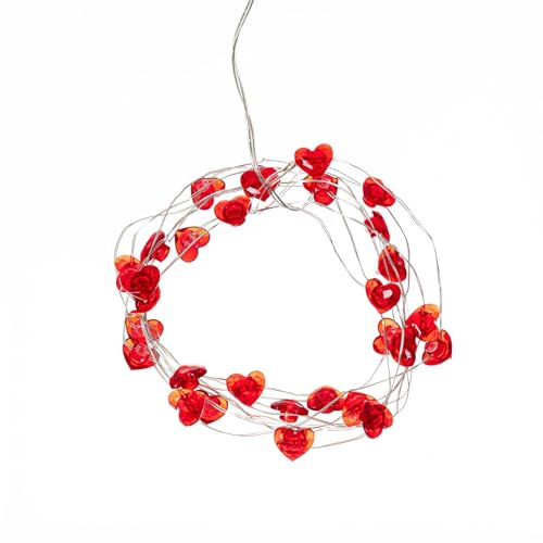 Lindby LED Lichterkette Herz Batterie Deko Indoor, 3,20 m 30 LED Deko Herzen Valentinstag, Geburtstag, Hochzeit, Jahrestag, Muttertag, Schminktisch, Schlafzimmer