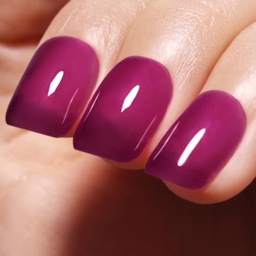 Imtiti Sheer Purple Gel Nail Polish, Jelly Purple Translucent Color UV/LED Soak Off Gel Polish for DIY Nail Art Manicure and Pedicure at Home or Salon, 15ml