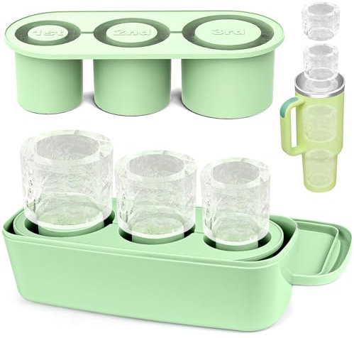 Eiswürfelform für Stanley Cup Zubehör, Eiswürfelbehälter Silikon mit Deckel und Behälter, Eiswürfelschale Eiswürfel für 20-40Oz Tumbler Becher Cocktails, Whisky, Obst Fruchtpürees