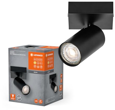LEDVANCE LED SPOT OCTAGON 1x3,4 W, GU10, 230 lm, nero, 2.700K, bianco caldo, lampada LED intramontabile e sostituibile, ideale per interni, teste orientabili, dimmerabile
