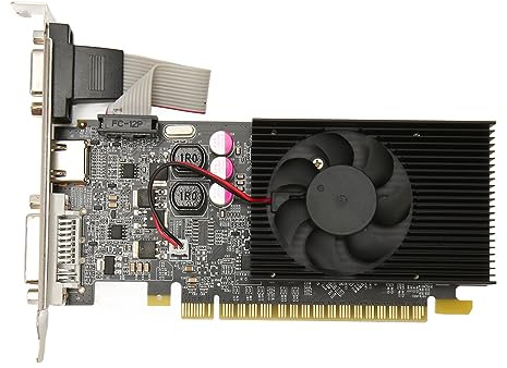 Yanmis DDR3 Grafikkarte, 2 GB GT610 2 GB DDR3 DisplayPort, PCIE 2.0, unterstützt Multimedia-Schnittstelle HD DVI VGA mit Lüfter für Gaming Desktop Computer