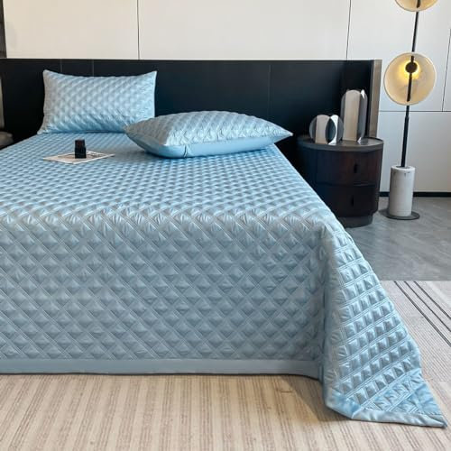 BAJIN Tagesdecke200x230cm Blau Bettüberwurf für Boxspringbett & Sofa in Steppoptik – Große Atmungsaktive Überwurfdecke Elegante Wohndecke Zeitlose Überwurf Bett