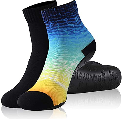 RANDY SUN Sockenschuhe Damen & Herren, Beach Barfußsocken, Schnell Trocknend Strandsocken mit TPE-Sohle, für Beachvolleyball, Yoga, Surfen,2 Paar