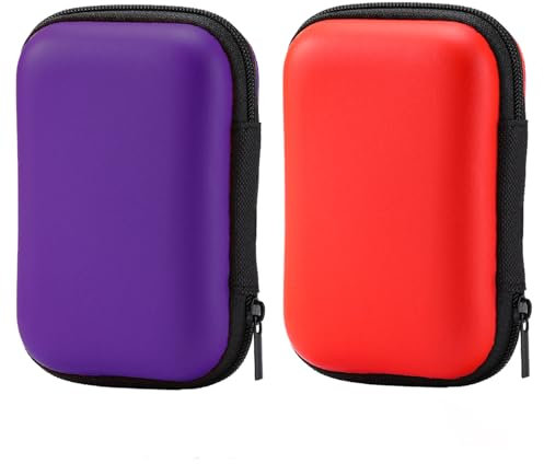 2 Stück Tasche, Wasserdicht Kabeltasche Erweiterbar Kabel Organizer Tasche Spielkarten Etui Spielkarten Box und Spielkarten Tasche für Karten, Kopfhörer Datenkabelspeicherung(Rot, Lila)
