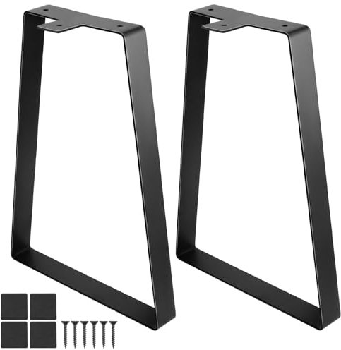 QWORK® 2 Stück Metall-Tischbeine, 40cm Schwarz, Trapezförmig, für Couchtische, Schreibtische, Möbel