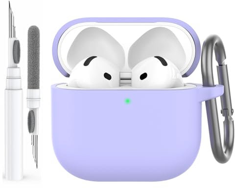 AhaStyle AirPods 4 Case Cover (2024) with Cleaning Kit Soft Silicone AirPods 4th Generation Case Full Body Shockproof Cover Skin for Apple AirPods 4 Support USB-C Charging Case and Wireless Charging