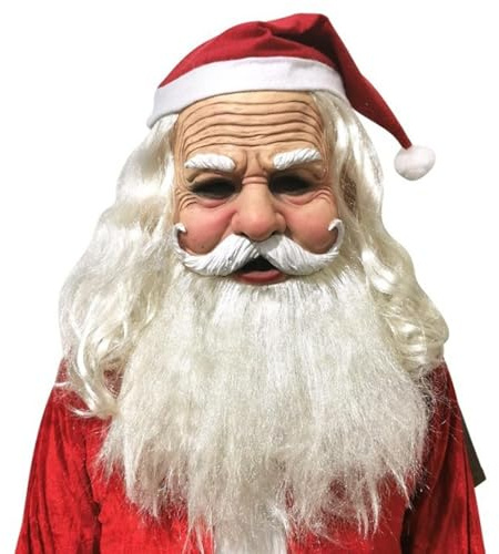 XehCaol Weihnachtsmann Maske Weihnachtsmütze Bart Maske Nikolaus Maske für Erwachsene Weihnachtsmann Kostüm Requisiten