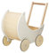 Lauflerner Puppenwagen aus Holz Lauflernwagen Baby Walker Lauflernhilfe Laufwagen Puppe (Creme grau/Natur)