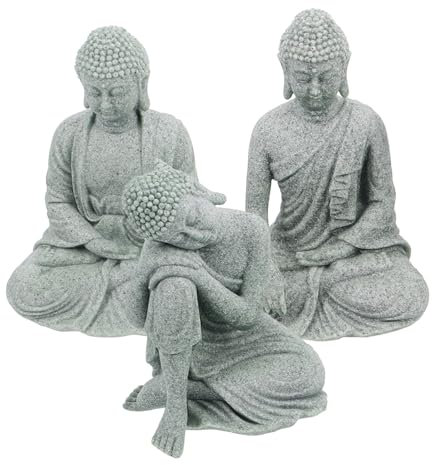 Garneck 3 Stück Sitzende Buddha-Figur Aus Naturstein Für Aquarium-dekor Meditationsdekor Feng-Shui-Statue Zuhause Garten Schlafzimmer Klein Vintage Buddhistisch Sitzend Zen