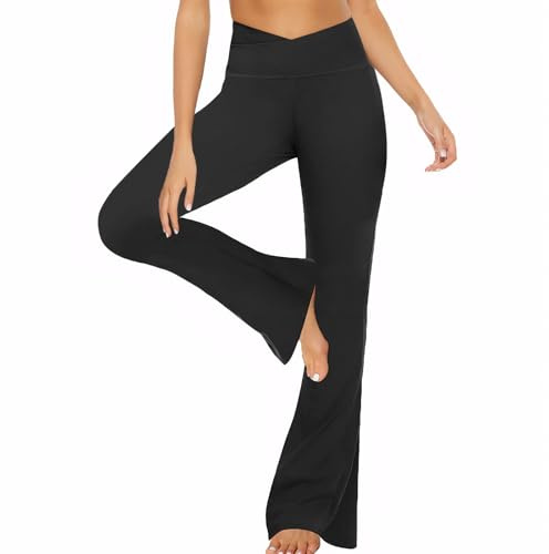 Neteson Flared Yogahose Damen Leggings High Waist Bootcut Schlaghose Lang | Blickdicht Leggins Lang Bootleg Sporthose Jogginghose Jazzpants Fitnesshose für Sport Yoga Tanz