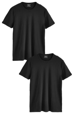 NEXT Herren Drunterzieh-T-Shirts im Slim Fit 100% Baumwolle, 2er-Pack Schwarz 3XL