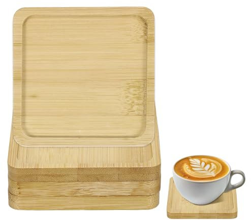 QUARKZMAN 4 Pcs Dessous de Verre en Bois Carré sous-Verres en Bois pour Bougies, Assiettes, Décoration de Salon, Chambre à Coucher, Tasses, pour Bar, Table, Cuisine 90x90x10mm