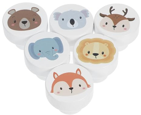 NUOBESTY 6pcs Animal Print Handles Knobs Decorative Boys and Girls Cabinet Door Knobs Wood Drawer Pulls