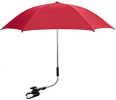 Pushchair Parasol Compatible with Venicci, Universal Pram Parasol with 50+ UV Protection, Baby and Infant Sun Umbrella for Buggy, with Adjustable Fixing Clamp, Clip on Stroller Umbrella (Red)