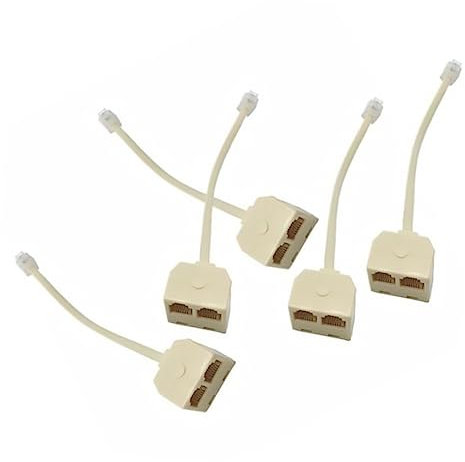 KOMBIUDA Splitter Rj11 per Telefono Adattatore Maschio a 5 Pezzi Collegamento Doppio Accessorio per Fax e Segreteria Materiale Compatibile