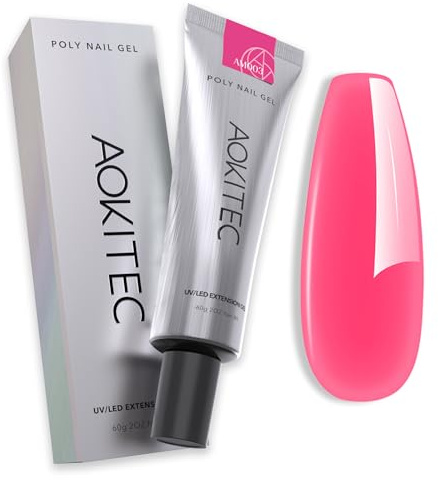 Aokitec Poly Gel, Poly Builder Nail Gel für Nagelaufbau Nagelstärkung Nagelformung Nageldesign, Acrylgel für Nägel, DIY Nail Art, Gelnägel für Profis & Nägel Selber Machen, 60g, Magenta-Farbe
