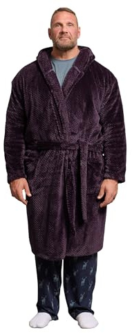BadRhino Big & Tall Navy Textured Fleece Dressing Gown - Men's - Plus Size Curve