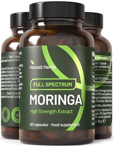 Moringa Capsules 2000mg – High Strength Full Spectrum Leaf Extract | 60 Small Capsules Easy to Swallow – Vegan & Lab-Tested – UK Made Natural Supplement