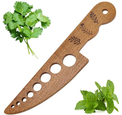 Wooden Vegetable Herb Stripper Tool, Leaf Separator Herb Cutter with 8 Holes, Kitchen Gadgets for Cilantro Parsley Mint, Fun Stripper Tool for Home Cooks Supplies