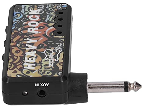 Ausla Amplificatore per Chitarra Tascabile, Amplificatore per Cuffie per Mini Chitarra Ricaricabile Tramite USB, Portatile in ABS con Indicatore LED Distorsione e Controllo del Volume per Musicisti in