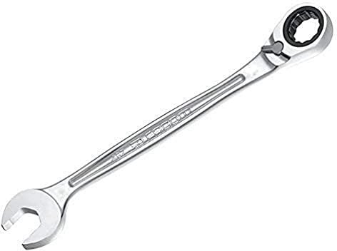FACOM - Ringmaulschlüssel mit metrischer Ratsche 13mm - 467B.13 - Ultra-Grip rutschfrei - Mechanismus mit Ratsche Kompakt Umkehrbar via Hebel - Öse und Gabel um 15° geneigt - Chrom satiniert