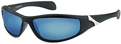 COOLE HERREN SONNENBRILLE DESIGNER MATRIX SPORT MOTORRAD BIKER RAD BRILLE A2001A, SCHWARZ-BLAU VERSPIEGELT,