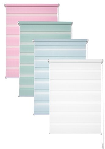 Garduna Doppelrollo - 120 x 150 cm Pastell Blau - Duo-Fenster-Rollo mit Klemmträger/Klemmfix ohne Bohren