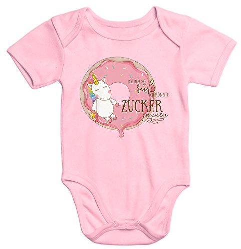 MoonWorks Baby-Body Einhorn auf Donut Ich bin so süß ich könnte Zucker pupsen kurzarm Bio-Baumwolle
