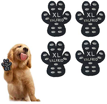 VALFRID Anti-Rutsch Pfotenschutz für Hunde 24 Stücke,Selbstklebende Silikon-Gel Beständig rutschfest Traktion Hund Schuhe Hundeschuhe Hundesocken Ersetzen XL