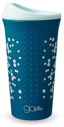 GoSili GSCOFF09 Coffee & Tea Coffee and Tea to-Go Cup, Silicone Blue Confetti