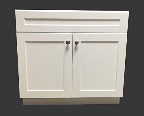 30 Wide x 21 Deep New White Shaker Single-Sink Bathroom Vanity Base Cabinet WS-V3021