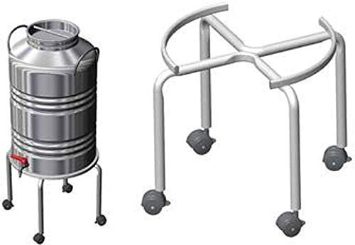 F-U Treppiede piedistallo per Contenitore Fusto Olio Acciaio bidone con o Senza Ruote (cm 38 Fino a 50 lt con Ruote)