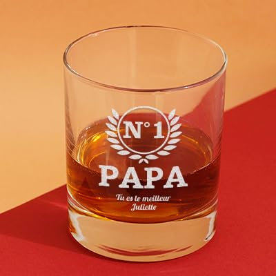 CADEAUX.COM - Verre Personnalisable - Verre à Whisky Tumbler 30cl - Idée Cadeau Personnalisé pour le Papa N°1 - Fête des Pères - Cadeau Papa - Cadeau Fête des Pères - Cadeau Noel
