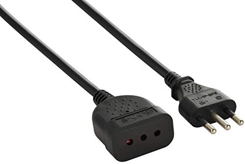 Electraline 46099, braun Verlängerungskabel 3 m Stecker und Buchse klein 10 A, Kabelquerschnitt 3G0,75 mm, 3M