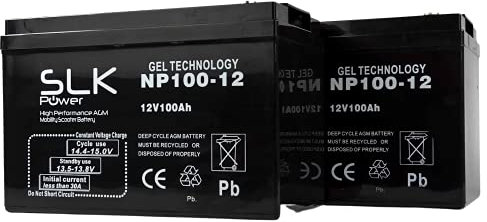 SLK Power Mobility Scooter Gel Battery Pair of 2 x 12v 100ah Reliable And long Lasting Replacement Batteries For Electric Scooters And Wheelchairs