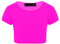 Kids Girls Neon Fluorescent Plain Short Sleeve Crop Tops T-Shirt Tee Top Dance Wear Gymnastic Fancy Dress Colour: Neon Pink - Size: 3-4 Years