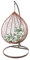 Kideo Komplettset: großer Hängesessel mit Gestell & Kissen, Korbsessel, Poly-Rattan (Korb & Gestell: braun, Kissen: weiß/grün Nest (1068_Summer_Vine))