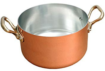 Generico Casserole haute professionnelle en cuivre étamé à deux poignées 20 cm