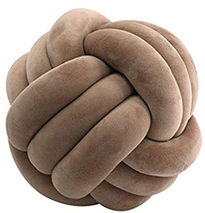 Cratone Knot Kissen Knotenkissen Kreativität Knoten Kugel Kissen Plüsch Weiche Zierkissen Knoten für Sofa Bett Büroraum Dekoration 20 cm (Dunkles Khaki)