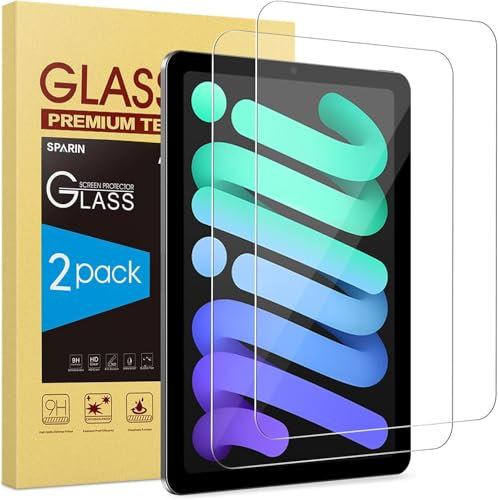 SPARIN 2 Pack Screen Protector Compatible with iPad mini 6 5G 2021, 8.3 inch Tempered Glass Screen protector for iPad mini 6th Generation