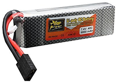 KINGDUO 40C Lipo Batterie TRX avec Alarme Batterie pour Traxxas 2S Puissance Zéro 7.4V 8000Mah